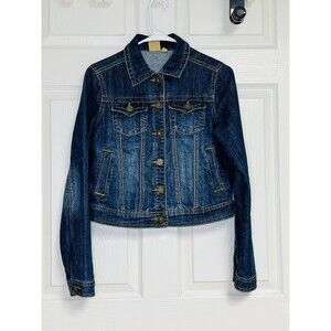 Jou Jou Premium Denim Collection Women's Blue Jean Jacket Size Small Button